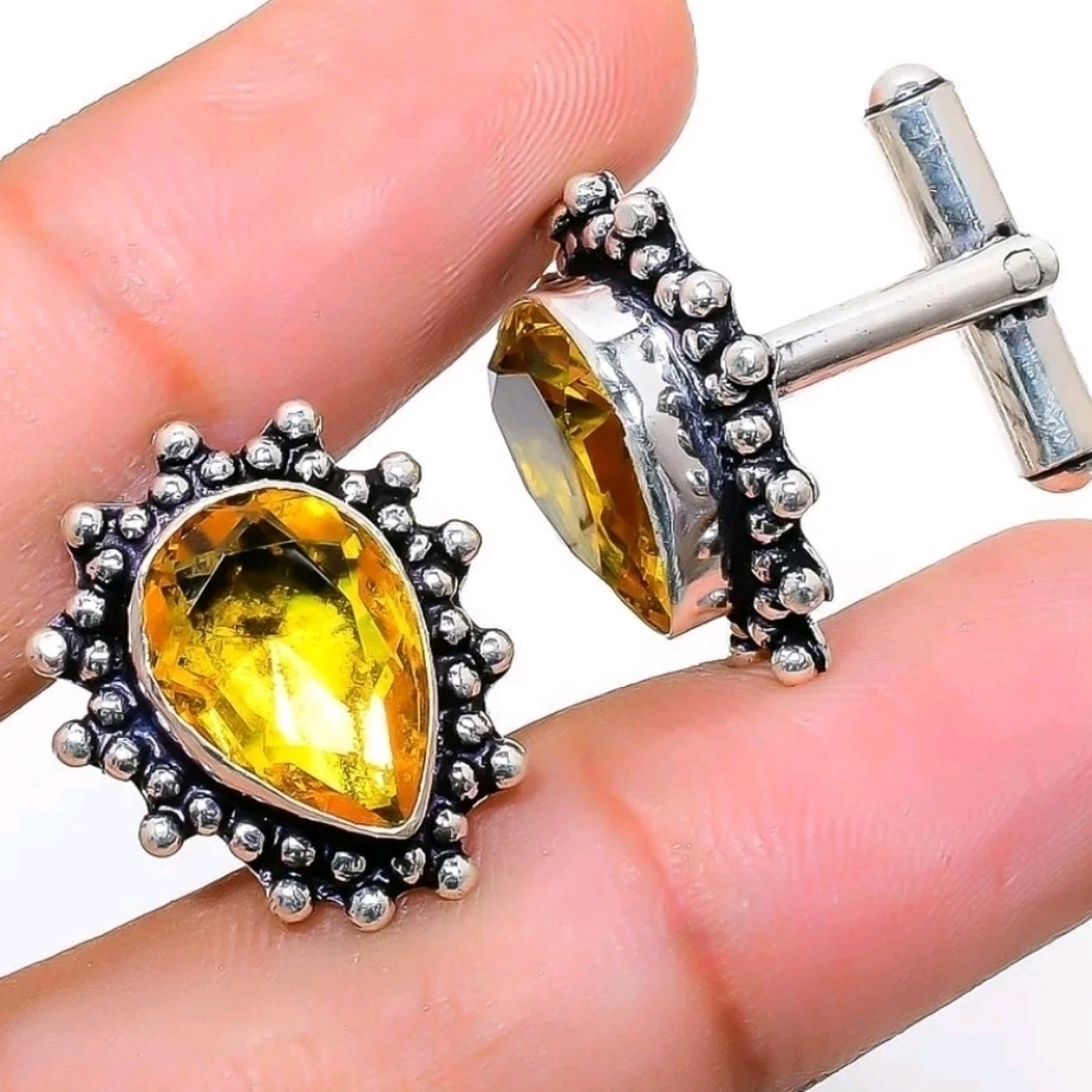 Citrine Sterling Silver Cuff Links